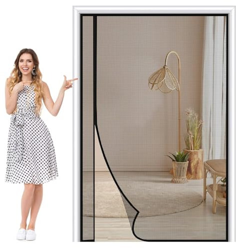 Zanzariera Magnetica Per Porte Finestre Nero, 210×270cm, Ignifuga Tenda Zanzariera Magneti Rete Anti Zanzare Zanzariera per Porta Finestra Balcone Soggiorno