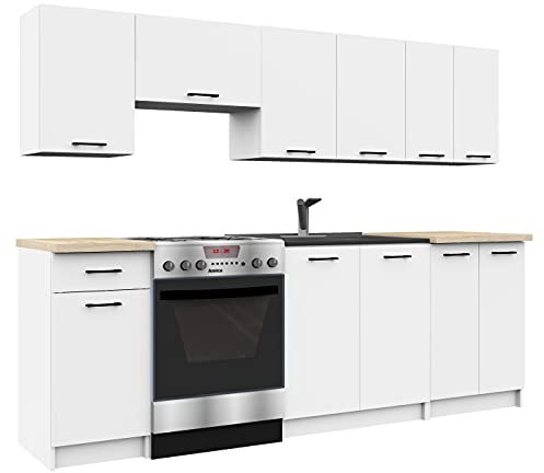 3E 3xE living.com Küchenzeile in Farbe: Weiß, A: B: 240 cm, H: 203 cm, T: 46 cm