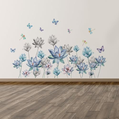 astylishome Wandsticker Kinderzimmer Mädchen Wandtattoo Wandaufkleber Lotus Lotusblatt Blumen Wall Sticker Wandbild Bilder Wohnzimmer Schlafzimmer Deco 0613
