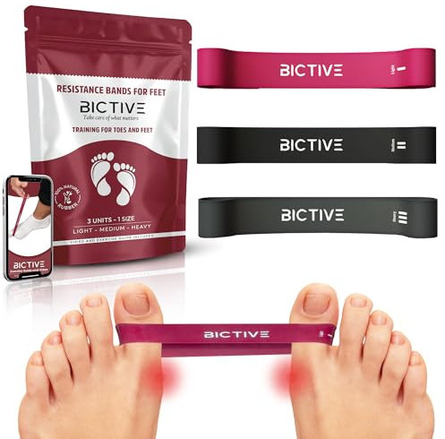BICTIVE®︎ Zehenspreizer Trainingsband für Hallux Valgus. Toe Spacer, Zehenspreizer Hallux Valgus Korrektur, Zehenband, Zehentrenner für Damen und Herren zur Linderung von Ballenbeschwerden. Fußtrainer