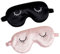 2 Stück Schlafmaske Frauen, Erwachsener Augenmaske Schlafmaske Sleeping Mask, Schlafmaske Kinder, Lustig Weiche Schlafbrille Frauen Herren Bequem Licht Blockierende Nachtmaske（Rosa, Schwarz）