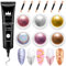 BISHENGYF Multifunctional 3d Nail Gel: No Wipe 15g 3d Gel For Nails And 6pcs Glassy Laser Pink Chrome Nail Powder,Metallic Gold Chrome Nail Powder,5d Molding Gel For Nails Decoration (Silver/Copper)
