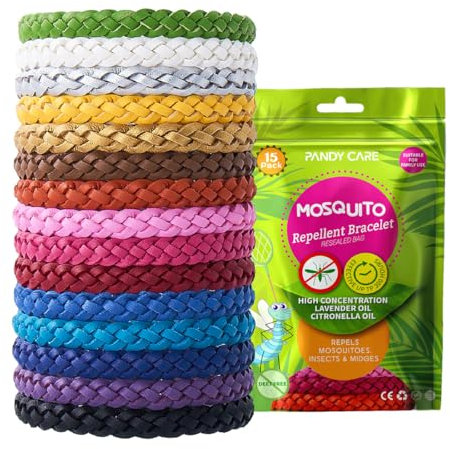 Mosquito Repellent Bracelet, PandyCare Mosquito Bands for Adults, Kids & Babies - Premium Quality, DEET-Free Natural Wristbands, Protection Insects up to 300 Hours (Pure Colour)