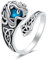 QHQPQ Celtic Rings for Women 925 Sterling Silver Turquoise Tree of Life Spoon Ring Celtic Knot Jewellery Gifts for Men