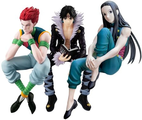 DEXSHUN 3pcs Illumi Zaoldyck Figur Anime Nudel Stopper Hisoka Figur Cartoon PVC Modell Statue Anime Manga Sitzposition Actionfigur Sammlerstücke für Anime Fans