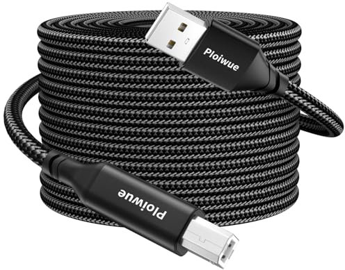 1M Printer Cable USB 2.0 Type A Male to Type B Male Scanner Nylon Braided USB Ultra High Speed Printer Cable Suitable for HP Dell Canon Lexmark Xerox Brothers Samsung Epson etc