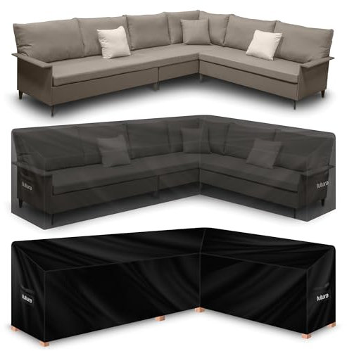 Futura L Shaped Garden Furniture Covers Waterproof 222x286x80cm, 420D Oxford Fabric Outdoor Table, Rattan & Patio garden furniture covers, PVC Lined, Air Vents and UV Safe