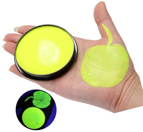 Headerbs Kit de Pintura de Cuerpo Amarillo Fluorescente Facepaint y Pint Body con Ingredientes de Alto Grado Seguros para la Pintura a Base de Agua de la Piel para Fiesta (YELLOW)