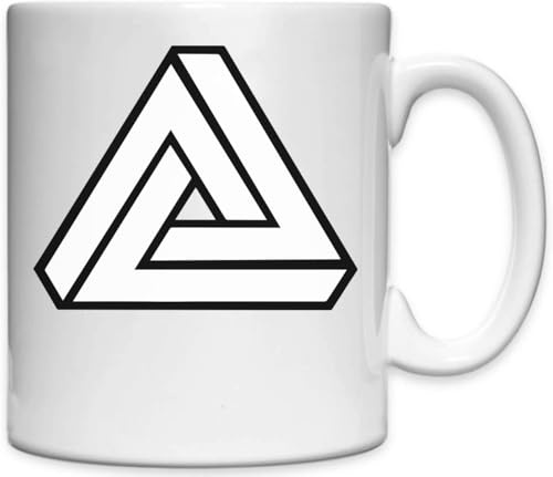 Triangle Optical Illusion White Ceramic Mug White
