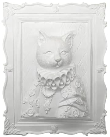 Amagogo Paintable Cat Figurine Cat Statue to Paint 3D Embossed Cats Frame DIY Unpainted Plaster Animal Painting for Adults Birthday, Female Cat