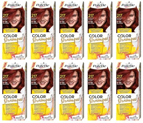 (Pack de 10) Palette Color Shampoo 5-86 (217) Color de caoba – Caja completa – con hoja de instrucciones en inglés
