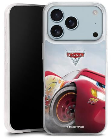 Silikon Hülle kompatibel mit Apple iPhone 17 Pro Case transparent Handyhülle Lightning McQueen 95 Offizielles Lizenzprodukt Cars