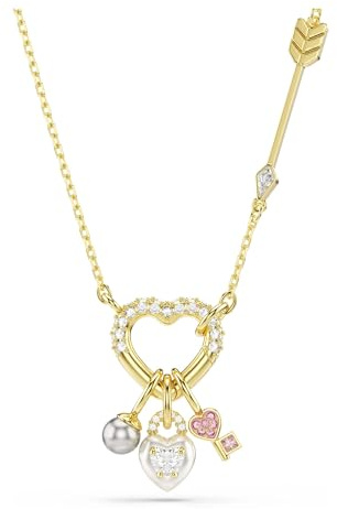 Swarovski Idyllia Anhänger, Verschiedene Schliffe, Herz, Schlüssel, Rosa, Goldlegierungsschicht