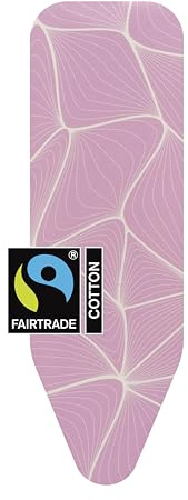 Brabantia Ironing Board Cover B (Lilac Waves), 124 x 38 cm with 8 mm Foam Padding, Steam Iron Compatible Ironing Board Coverlet, Padded Cover Made From Fairtrade Material