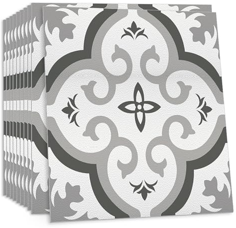 ANHUIB 10 Stück Fliesenaufkleber Boden Retro Bodenfliesen Selbstklebend Bad Klebefliesen Vinyl Bodenbelag Wasserdicht Selbstklebende Bodenfliesen für Küche Badezimmer Boden Wand Dekoration 30x30cm