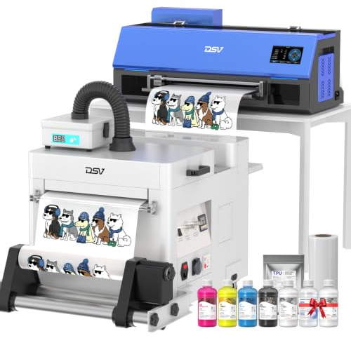 DSV A3 Plus XP600 DTF Printer with Shaker,2X Printing Speed Compared to L1800,4.5” LED Multi-Function Touch Screen,Built-in White Circulation and Automatic Cleanin