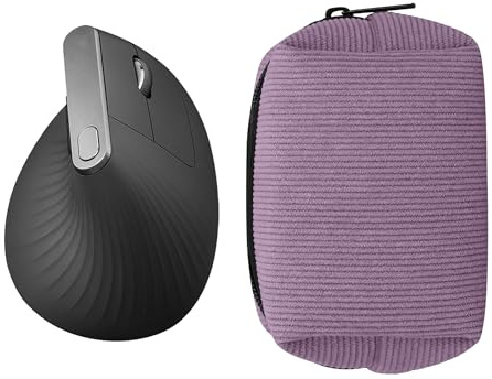 kwmobile Maus Tasche kompatibel mit Logitech Lift/MX Vertical/Anker Vertical Hülle - Case für Bluetooth Maus aus robustem Cord und Neopren Stoff - Lavendel