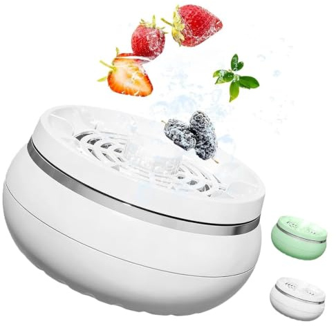 Fruit and Vegetable Washing Machine, Automatic Food Purifier with 4 Cleaning Modes, Waterproof Design, Multifunctional Fruit Veggie Meat Rice Cleaner, Portable Kitchen Gadget for Home Cooking (White)