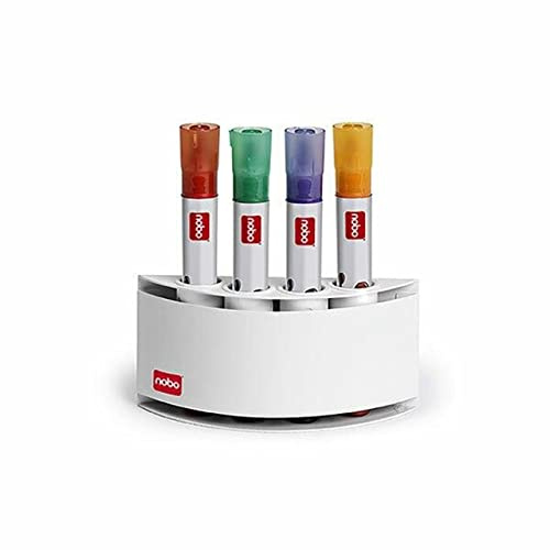 Nobo Magnetic Pen Holder, Takes 4 Drywipe Markers, White, 8018500