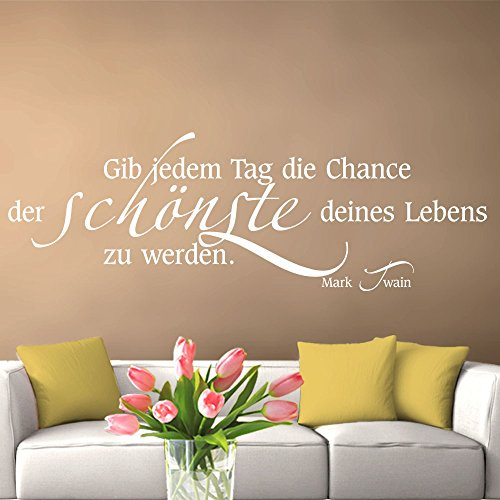 Grandora W312 Wandtattoo Zitat Gib jedem Tag die Chance I rot 120 x 40 cm I Wohnzimmer Schlafzimmer Aufkleber Wandaufkleber Wandsticker