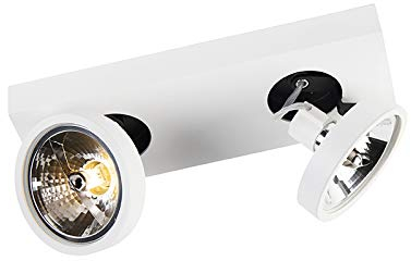QAZQA - Modern Moderner Spot I Spotlight I Deckenspot I Deckenstrahler I Strahler I Lampe I Leuchte weiß schwenk- und neigbar - Ga 2-flammig I Wohnzimmer I Schlafzimmer - Aluminium Rechteckig - LED ge