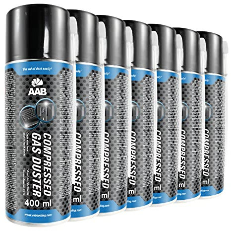 AAB Druckluft-Reiniger 7 x 400ml, Reinigungspray, Druckluft Dose, Reinigung von Tastatur, Keyboard, Bildschirmen, Spielekonsolen, Kopierer, Air Duster, Luft-druck, PC Reinigung, Luftdruckspray
