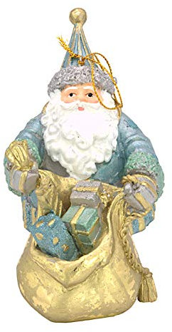 ecosoul Weihnachtsmann Gabenträger mit Geschenken Deko Baumschmuck Weihnachten Anhänger Christbaumschmuck blau 14 cm