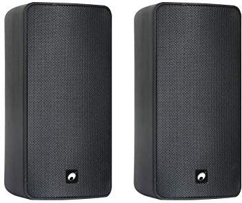 OMNITRONIC ODP-206 Installationslautsprecher 16 Ohm schwarz 2x | 2 wetterfeste 6-Wandlautsprecher mit Halterung und 80 W RMS