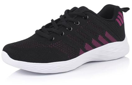 Mujer Zapatillas Running Trainer Fitness Zapatos Deporte para Correr Sneakers,Negro Rojo,36EU