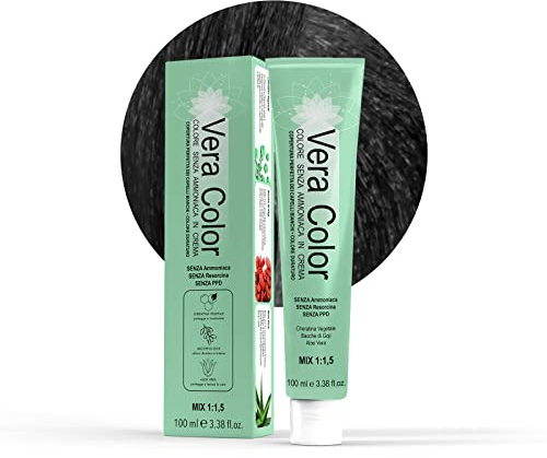 Vera Color, Coloration sans Ammoniaque, Coloration Professionnelle de Longue Durée avec Kératine Végétale, Aloe Vera et Goji Berry, Brun Doré Clair 5.3, 100 ml
