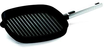 Woll DIAMOND XR logic Guss-Steakpfanne, viereckig, mit Rillen Ø 28 cm, 5 cm hoch Griffart Edelstahlgriff