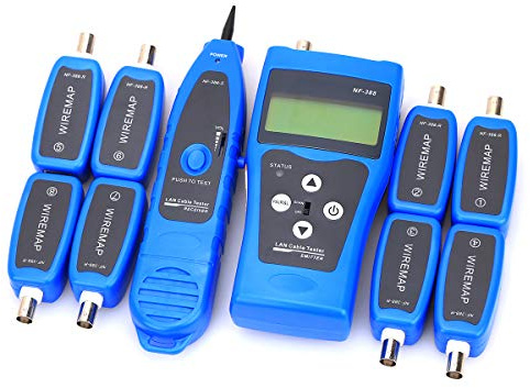 NF-388 Multipurpose Ethernet Cable Tester RJ45 Networking Tool Network Cable Tester Test Ethernet Coaxial Cable Tracker（ Blue）