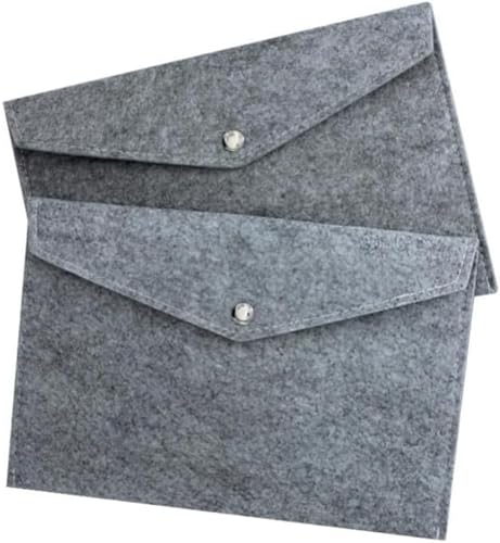 Dokumententasche Sammeltasche Sichttasche / 2 Stück / A5 quer, mit Druckknopf, aus Filz (Hellgrau)