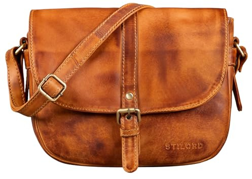 STILORD Leni Damen Umhängetasche Leder kleine Handtasche Frauen Vintage zum Ausgehen Partytasche klassisch Abendtasche Freizeittasche Echtleder Farbe:schwarz