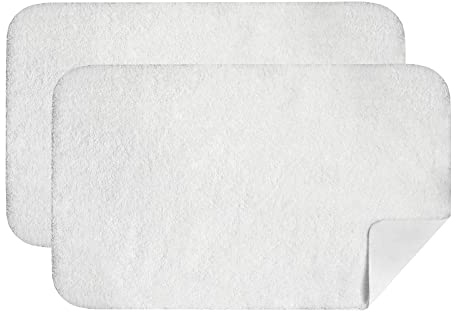 MIULEE Teppich Badgarnitur 2 Teilig Badematte Badezimmerteppich Badvorleger rutschfest Waschbar Bettvorleger Badteppich Saugfähige Duschvorleger Fussmatte für Wohnzimmer Badezimmer 40x60 cm Weiß