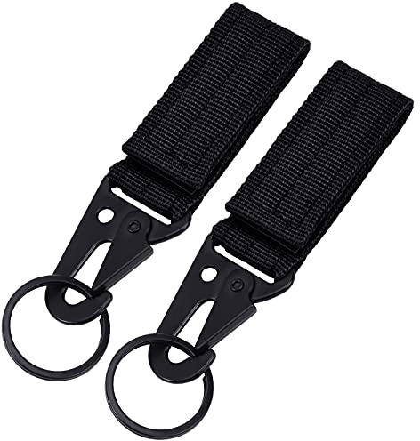BESTKEE Herren Nylon Taktischer Schlüsselanhänger Gürtelclip Befestigung Gurt Aufhängen Karabinerhaken Clip Schwarz