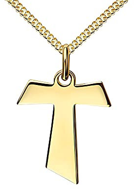 JEVELION Kreuz-Kette Antoniuskreuz Taukreuz T-Form für Damen, Herren und Kinder Kreuz-Anhänger 585 Gold 14 Karat Mit Kette - Kettenlänge 45 cm.