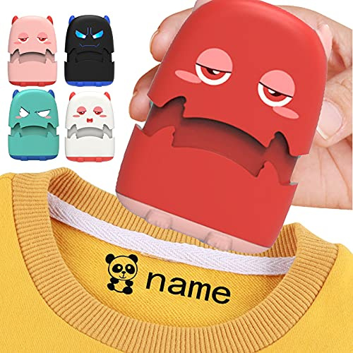 Anlewo Namensstempel Kinder Textil,Textilstempel Kinder Name,Siegelstempel Personalisiert,Kids Namenstempel füR Kleidung,Personalisiert Stempel Name Kinder Waschmaschinenfest (rot)