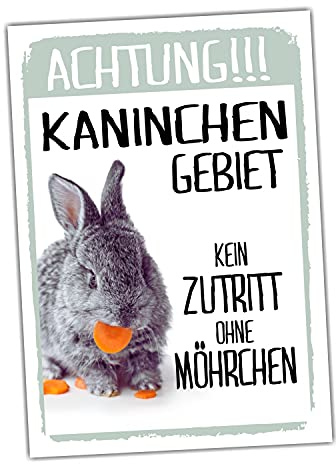 Achtung Kaninchen Kein Zutritt Schild lustig mit Spruch Türschild Warnschild Fun Hase Hasenstall Metallschild
