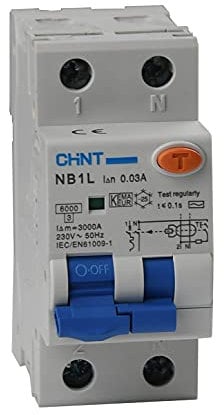 Chint Interruttori Magnetotermici Differenziali Serie NB1L Curva C, cod. 203249 (NB1L-2 Tipo A, 230Vac-25A-30mA)