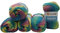 Yarnart 5 x 100 g Ambiance Strickwolle mehrfarbig mit Farbverlauf, 500 Gramm Strickgarn mit 20% Wolle-Anteil (türkis rosa grün gelb 162)