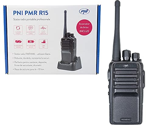 Radio portatile professionale PNI PMR R15 0.5W, ASQ, TOT, CTCSS-DCS, Monitor, 1200mAh, Programmabile