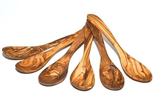 Juego de 6 cucharas de madera de olivo de 7 pulgadas