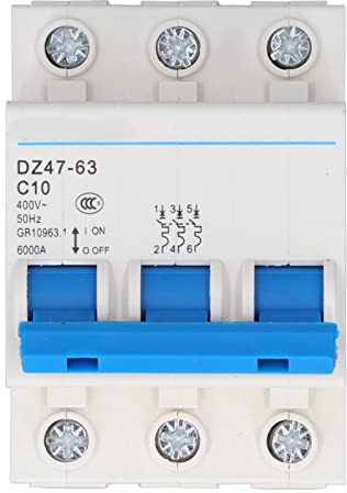 Leitungsschutzschalter 3-polig 10A Ampere Trennschalter DIN-Schienenmontage 400V AC Kurzschlussschutz DZ47-63 C10