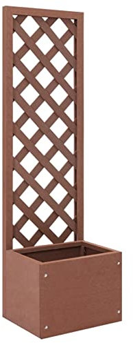 Tidyard Jardinera Enrejada Arriate Enrejado con 1 Maceta Macetero con Soporte para Trepadora Cultivos Plantas Flores para Terraza Jardín Exterior WPC 40x30x135 cm