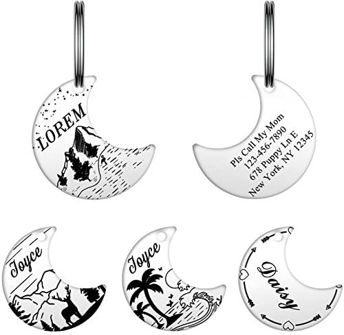 YEHANTI Hundemarke Personalisiert, Hundemarke mit Gravur, Edelstahl Hunde Anhänger Hundemarken mit Verschiedenen Mustern, Erkennungsmarken für Hund und Katze (L, Silber)