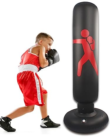 SOONHUA Boxsack Stehend Aufblasbarer Standboxsack, Vertikal, Freistehend, Boxen, Sandsack, Säulen, Fitnesswerkzeug, Taekwondo Pressure Relief and Home Training,1,6 m