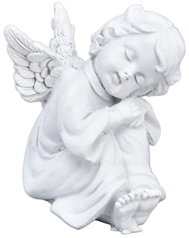 Cherubs Angels Figur 5,5 × 6 cm Weiß Harz Engels Figuren Deko Engel Figur Cherub Statue Entzückende Schutzengel Skulptur für den Innen und Außenbereich Heimdekoration (#1)