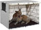 Cubierta para jaula de perros, cubierta para jaulas de perros, duradera, impermeable, resistente al viento, con doble puerta, para interior y exterior (gris L)
