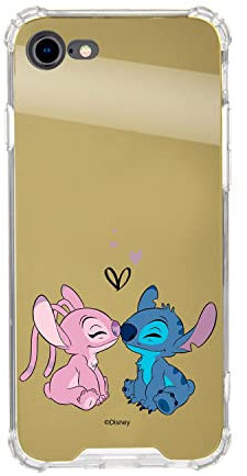 iPhone 7-8 Case - SE - SE 2022 Official Lilo & Stitch Kiss Gold Mirror to Protect Your Mobile Phone. Choose the Case Type You Like Best with Official Disney License